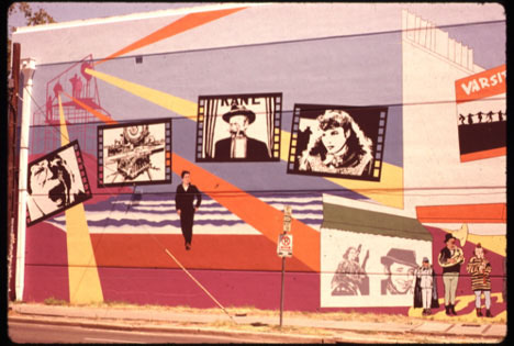 Photo of portion one of Varsity Theatre Mural
